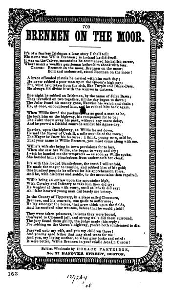 11. "Brennen  On The Moor", songsheet, Boston n.d. (ca. 1860s), from: American Songsheets, Rare Book and Special Collections Division, Library of Congress (Digital ID as101620)