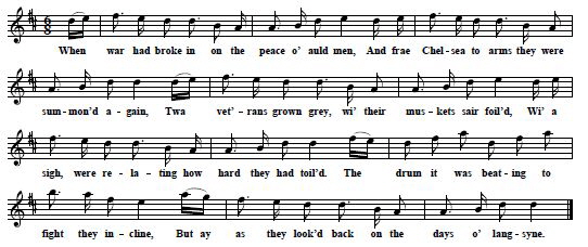 11. "The Days Of Langsyne", from: Crosby's Caledonian Musical Repository. A Choice Selection Of Esteemed Scottish  Songs, Adapted for the Voice, Violin and German Flute, London 1811, p. 250