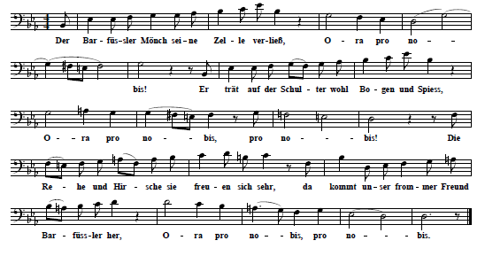 5. Text (first verse only) & tune (first 20 bars only) of No. 3: Lied mit Chor, in: Heinrich Marschner, Der Templer unde die Jdin. Grosse romantische Oper in drei Aufzgen von W. A. Wohlbrck, Vollstndiger Klavierauszug vom Komponisten, 60. Werk, Hofmeister, Leipzig, n. d. [1829], p. 29 
